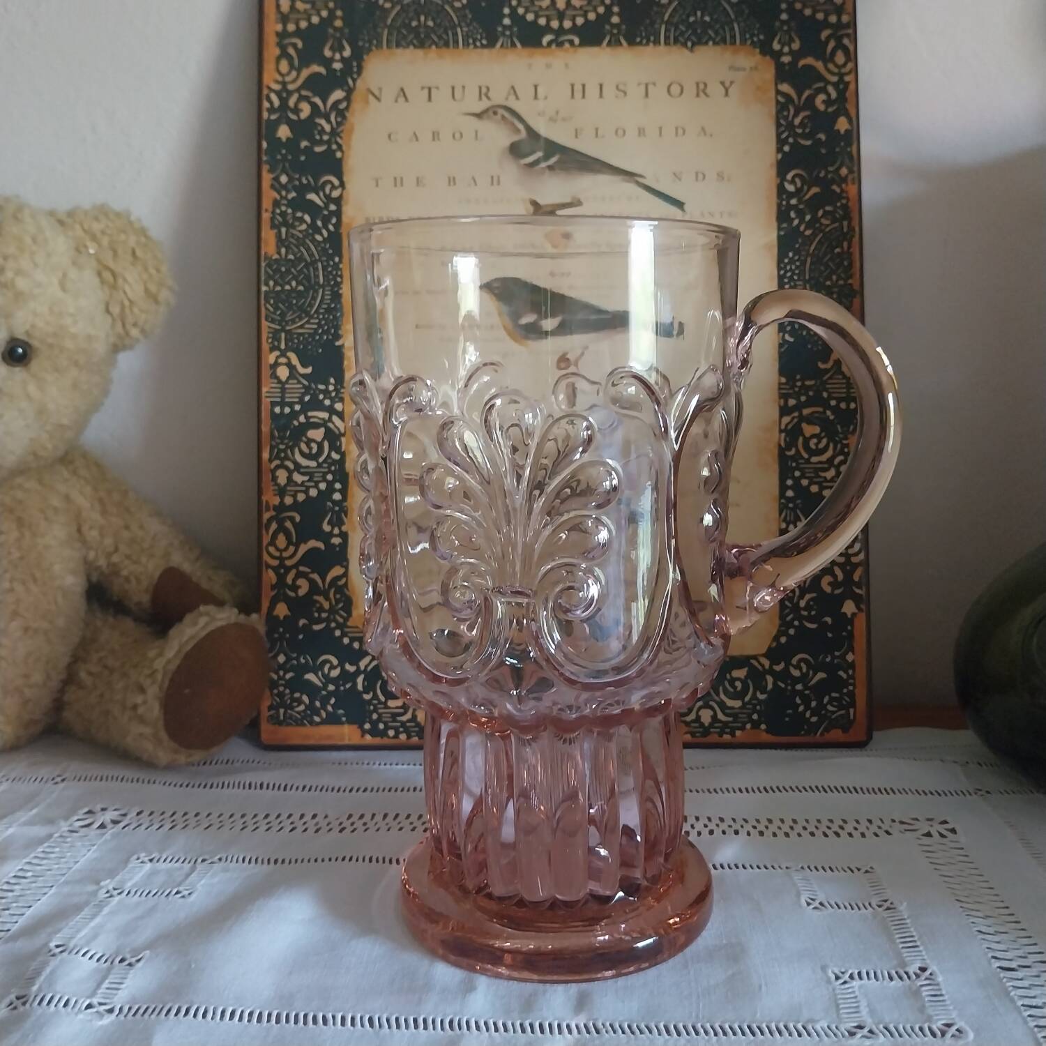 Vintage pink glass carafe