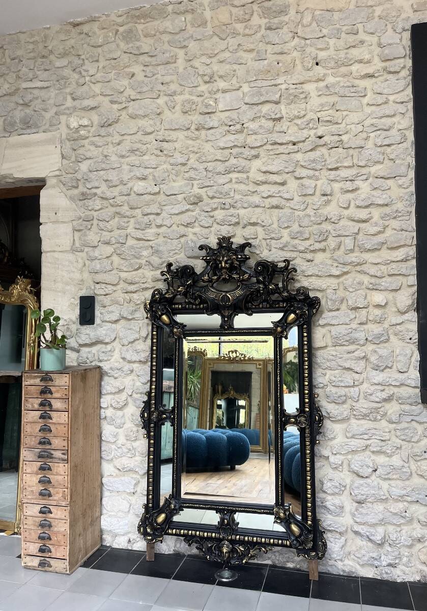 Miroir Ancien à Parecloses époque Napoléon III 152cm/90cm Glace Biseautée