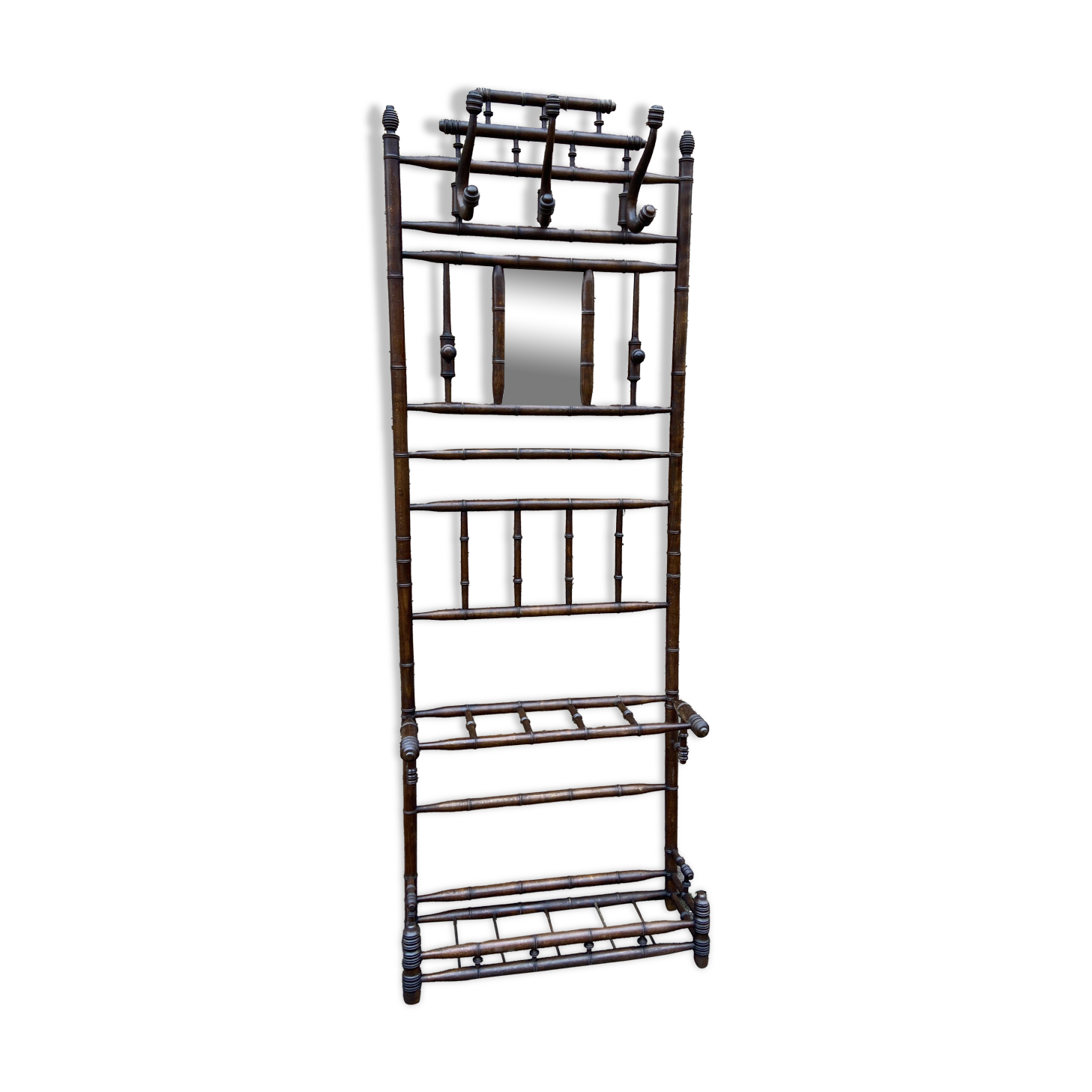Vintage 1930s curved wood bamboo coat rack
