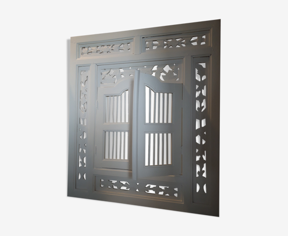 Miroir fenêtre oriental en bois style Moucharabieh 80x90cm | Selency