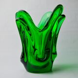 Vase seguso en verre de murano vert, italie, 1960
