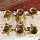 Pair of candlesticks 3 branches golden brass