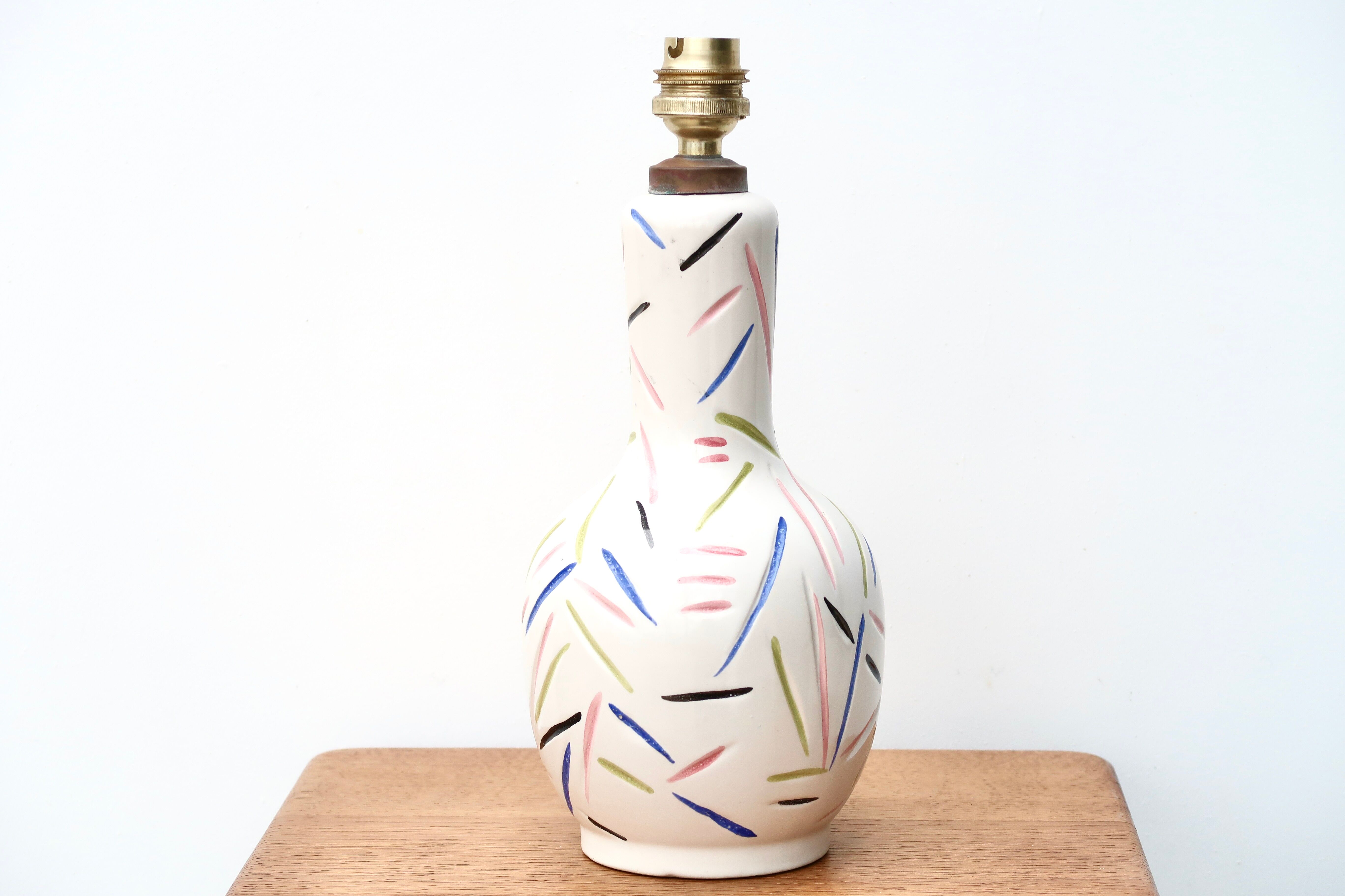 White ceramic lamp abstract decor 50s