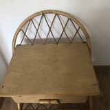 Table de nuit vintage rotin