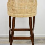 Wooden and rattan bar stool, France