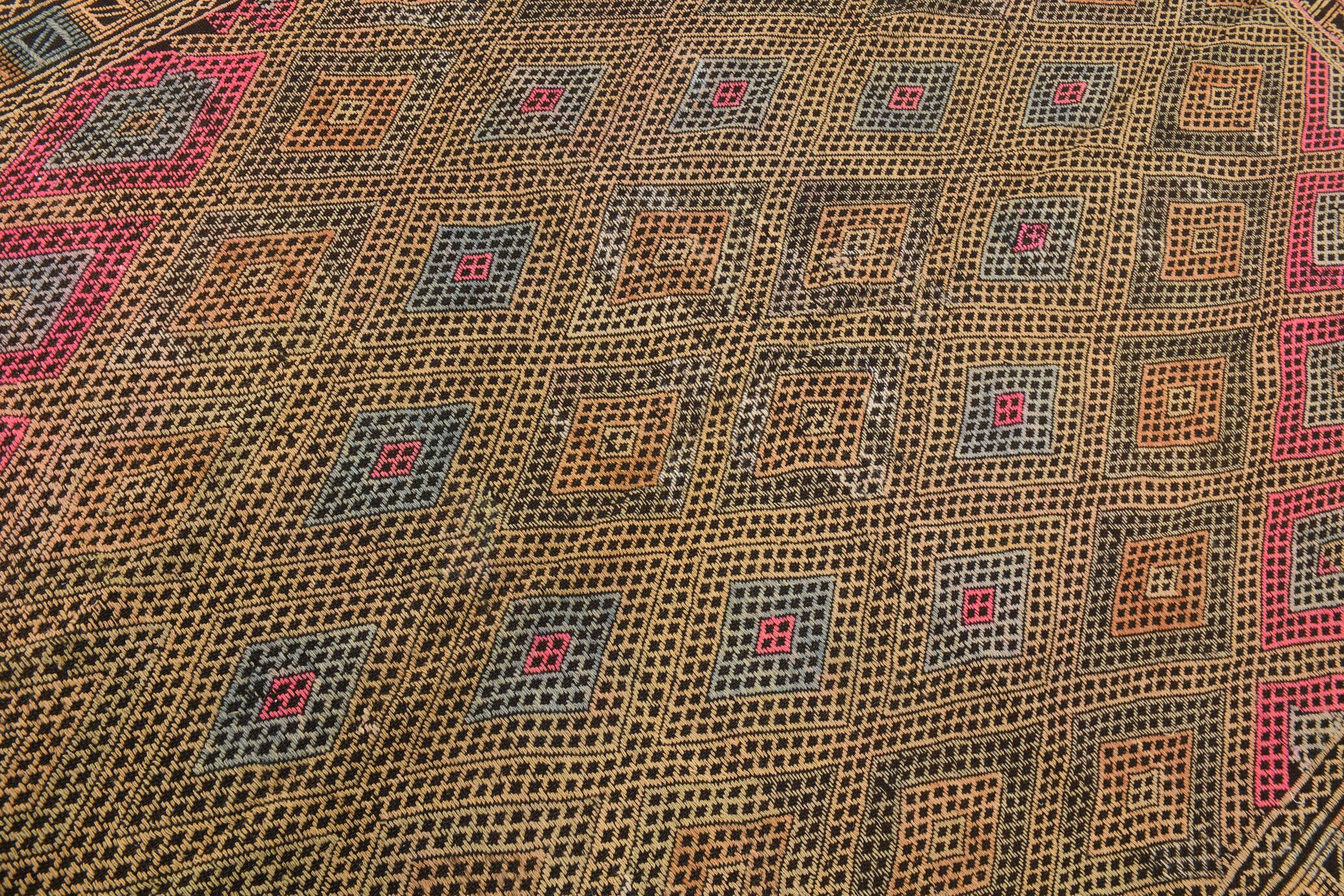 6x8 Mustard & Yellow Vintage Kilim Rug, 184x245Cm