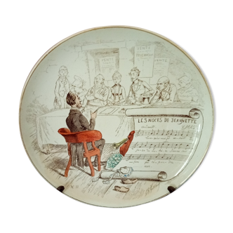 Collection plate (Creil and Montereau, Terre de Fer) Musical subjects The Wedding of Jeannette