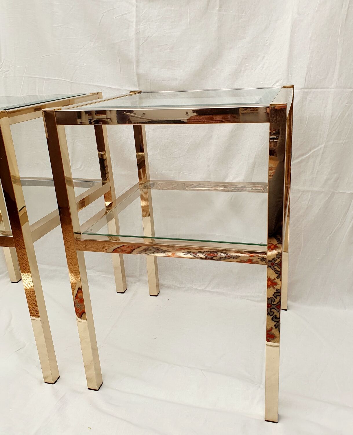 Pair of gold side tables Roche Bobois