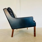 Vintage retro Danish mid-century G. Thams 2 person sofa in black leather