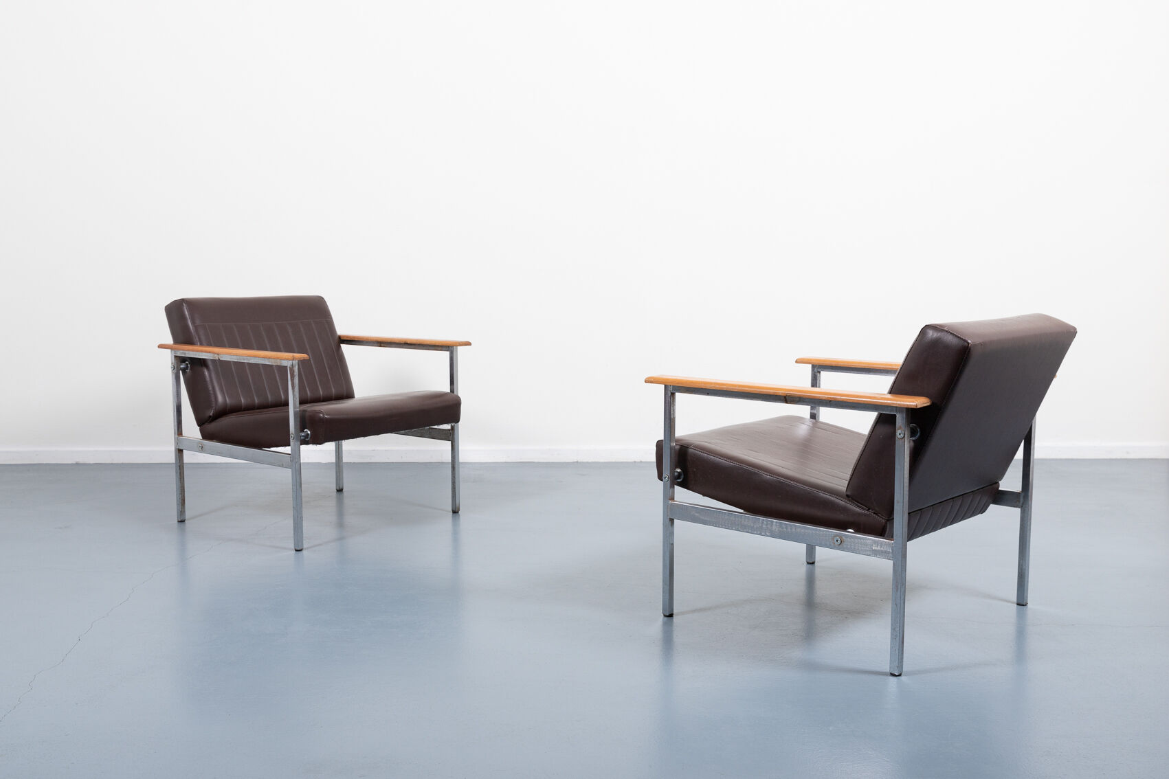 Pair of 1960s architectural armchairs