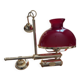 Suspension vintage italienne laiton et verre opalin – contrepoids –