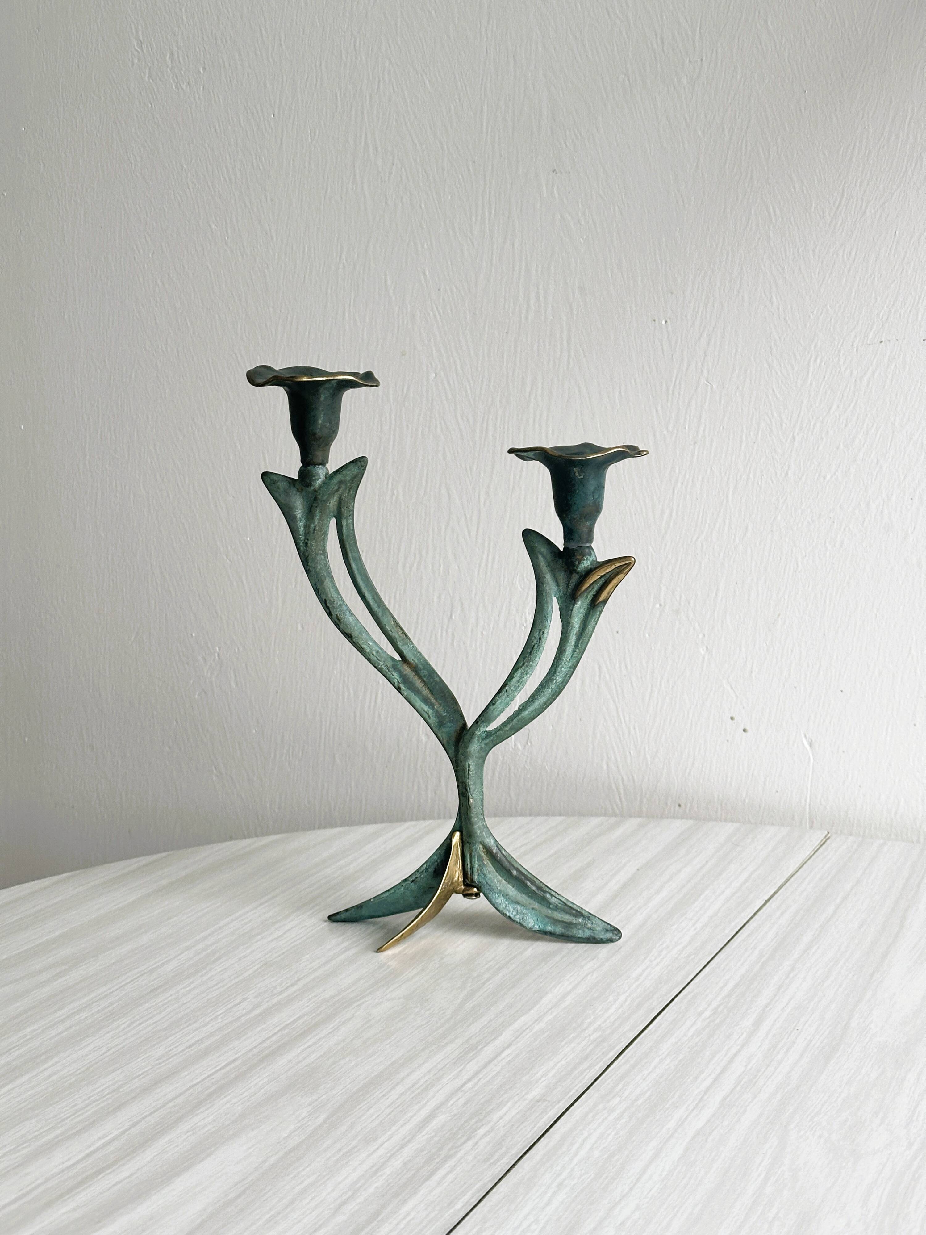 Two-branched metal candle holder