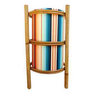 Lampe en rotin vintage et abat-jour sur mesure