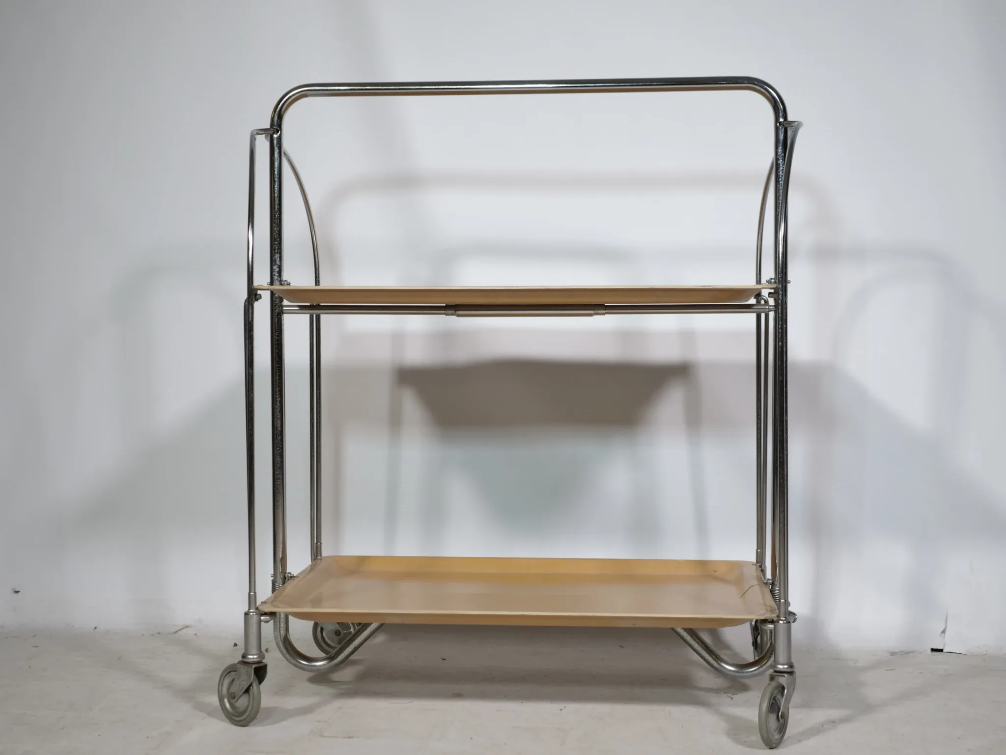 Mid Century Folding Serving Trolley in Chrome by Bremshey, 1960s