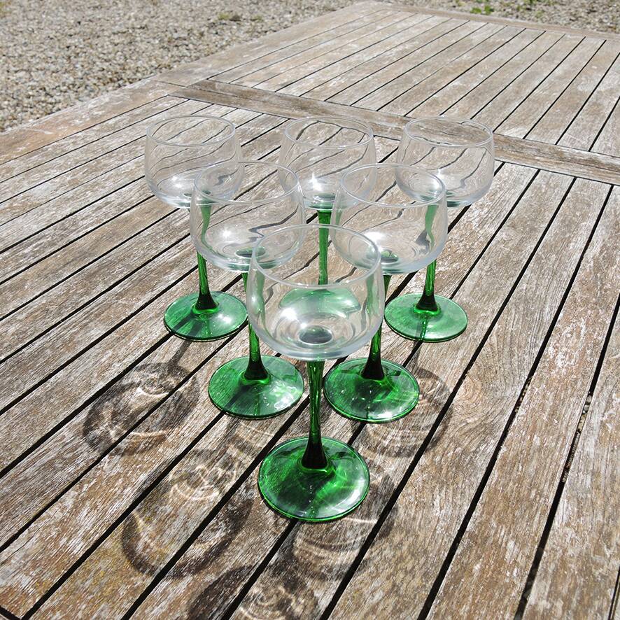 6 old white wine glasses from Alsace