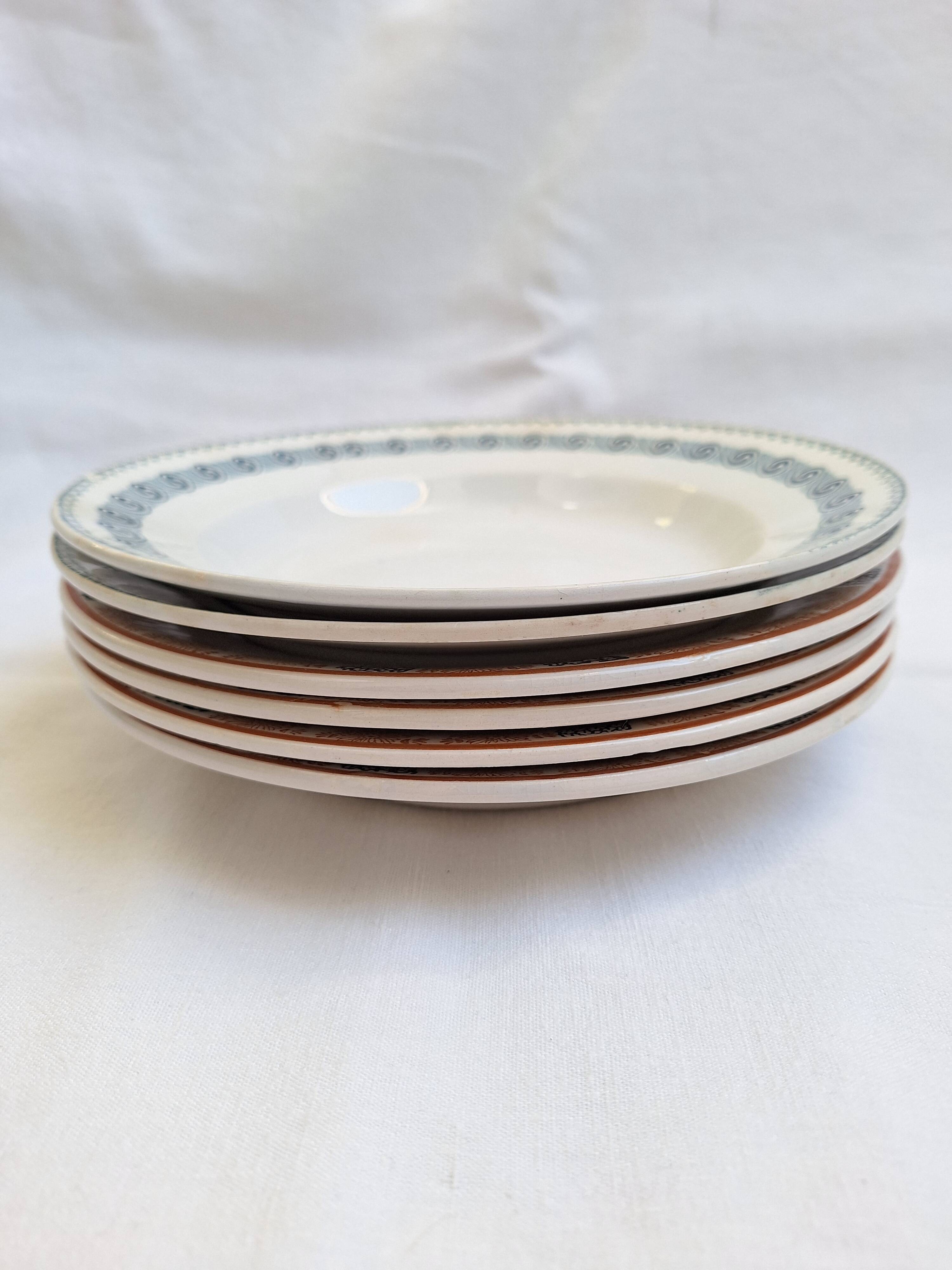 Orange and blue deep plates HBCM and St Amand.