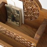 Mail holder, handmade documents carved wood old