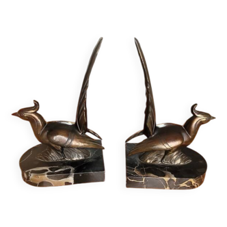 Paire de serre-livres oiseaux exotiques