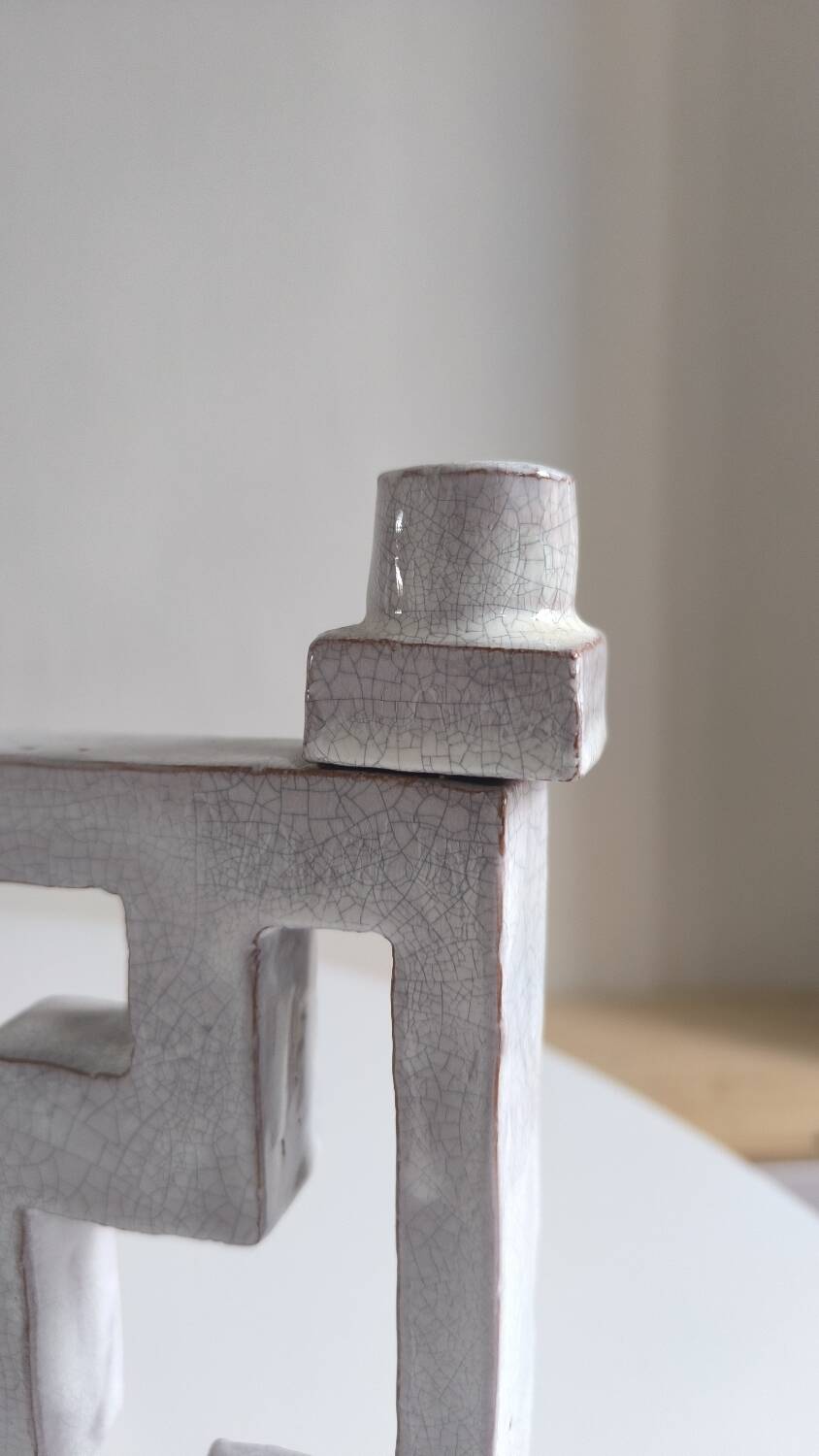 1960s crackle ceramic candle holder