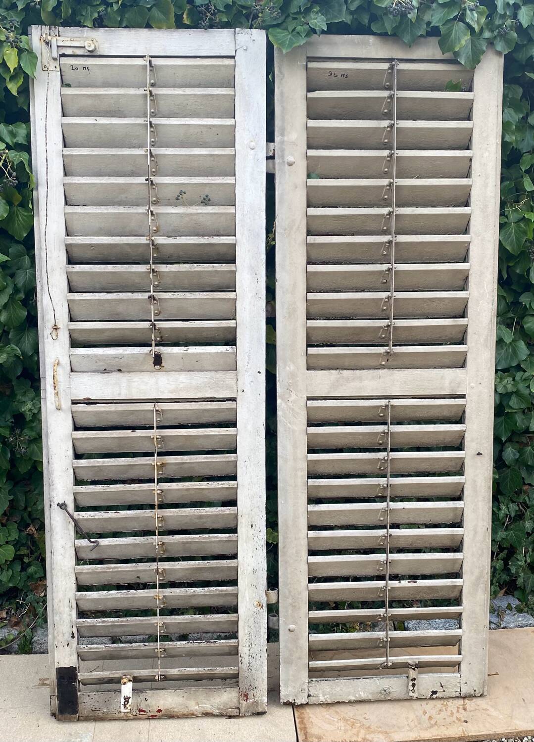 Old wooden shutter blinds