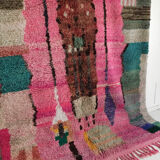 Moroccan Berber carpet Boujaad pink with colorful patterns 304x201cm