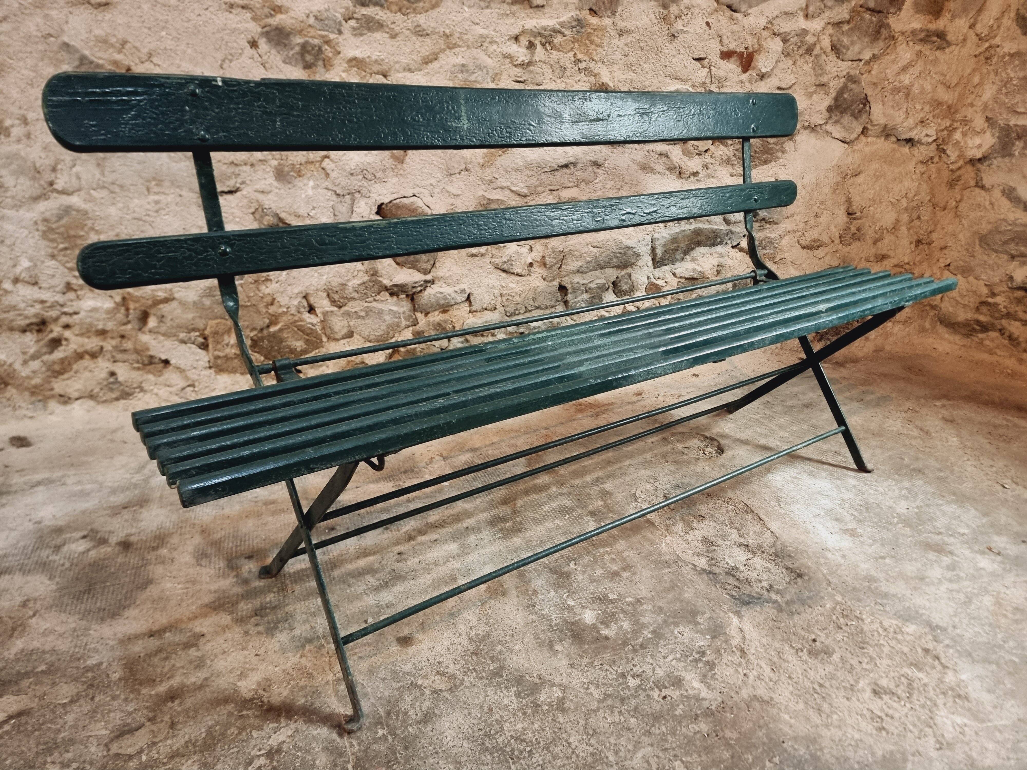 Antique folding garden bench – France – 1930s