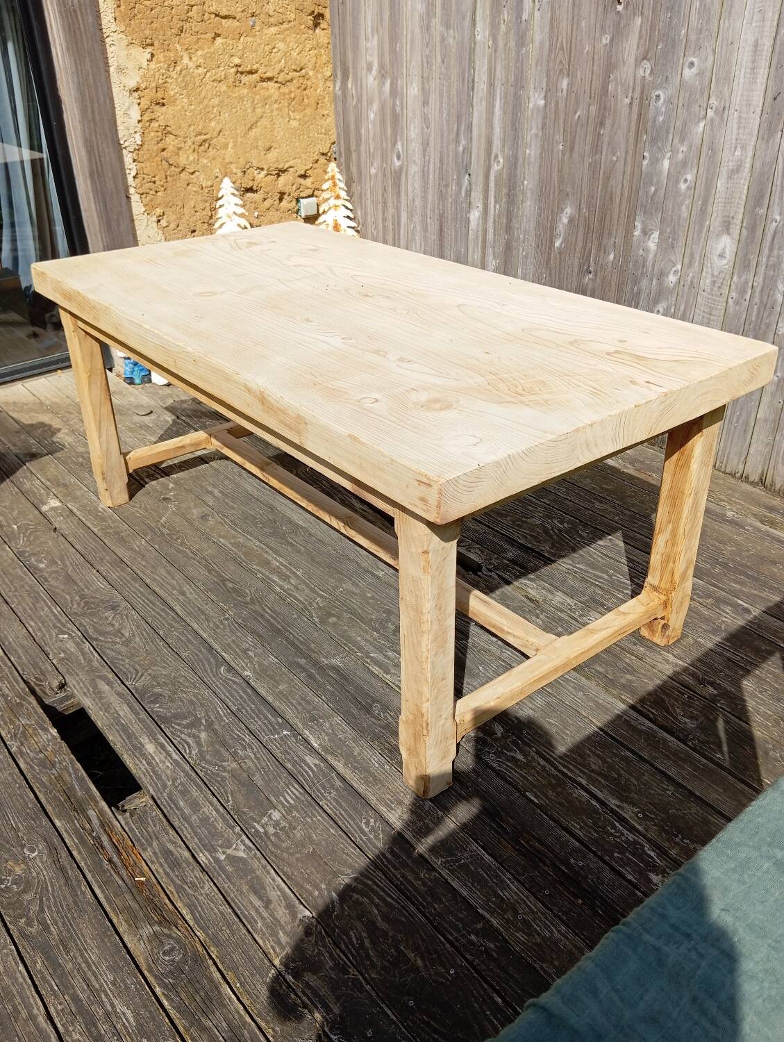 Solid raw wood farm table