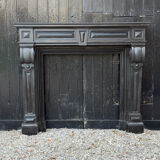 Grande cheminée Napoléon III en marbre noir de Belgique, vers 1880