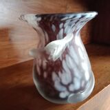 LAMARTINE - White speckled glass, colorless scroll chocolate