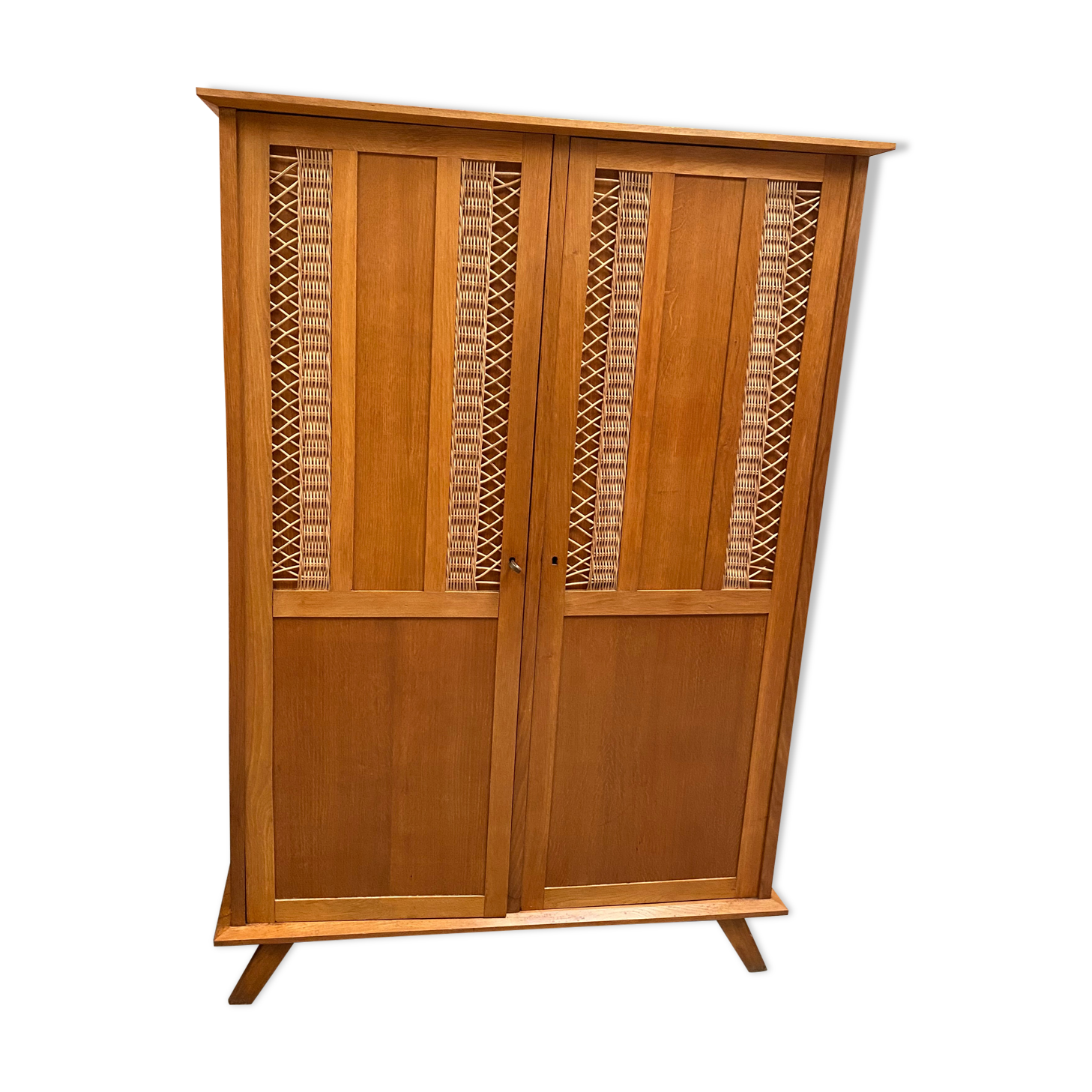 Wood and rattan cabinet