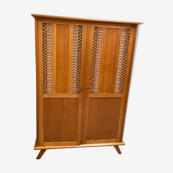 Wood and rattan cabinet