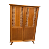 Wood and rattan cabinet