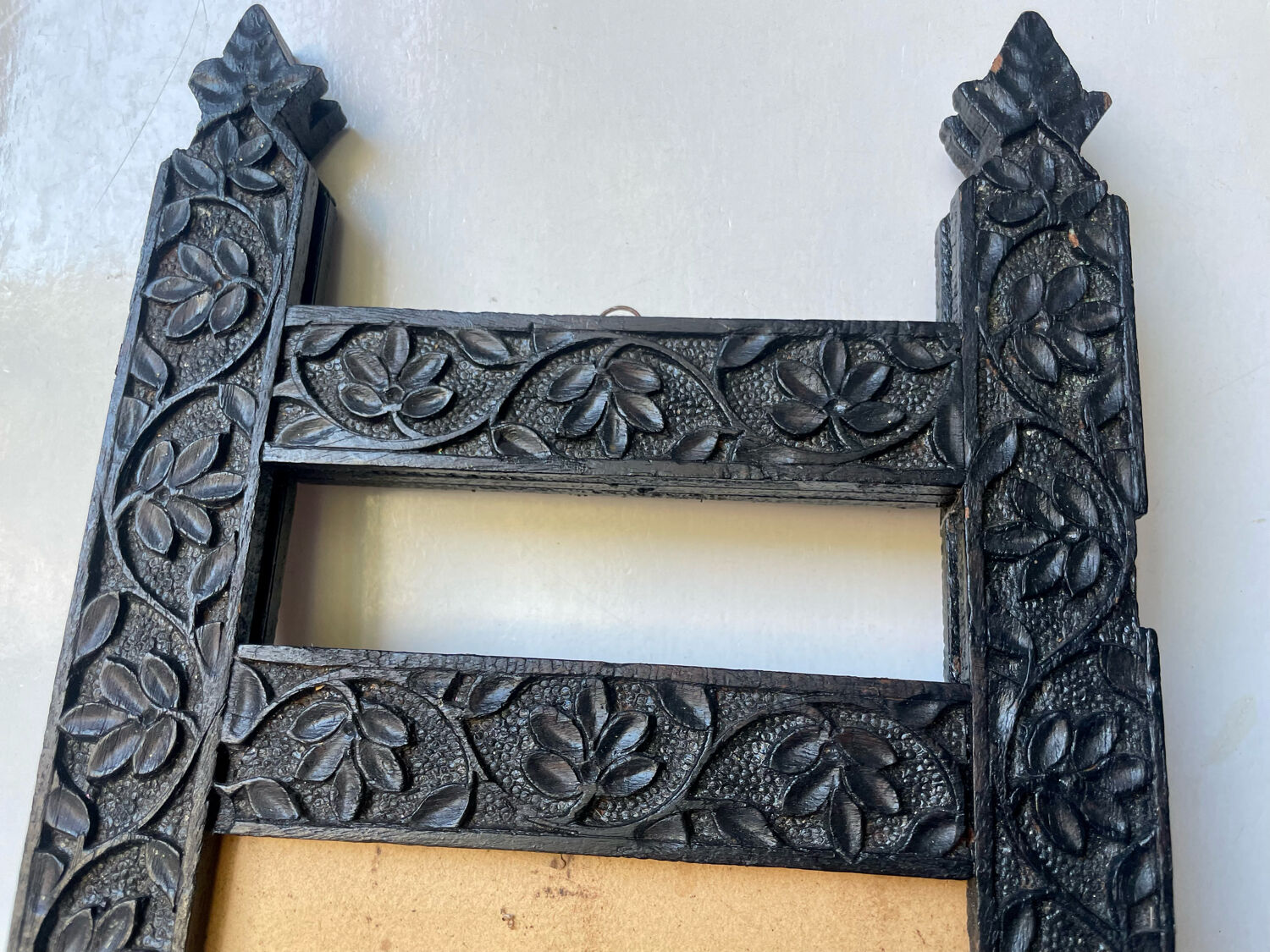 Antique Wooden Picture Frame with flower carvings 42 cm x 19 cm