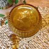 Amber Carved Glass Carafe with Stopper