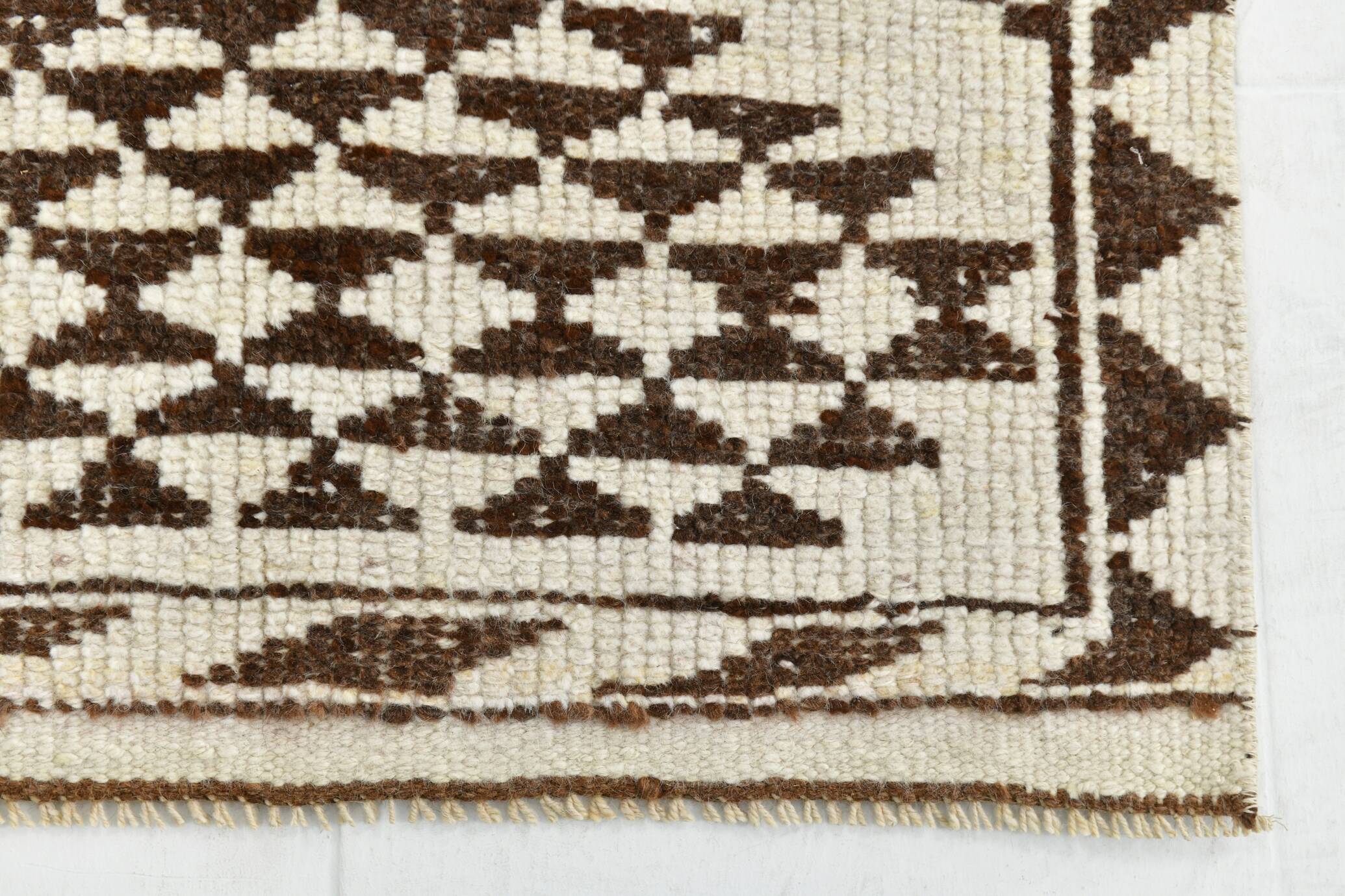 3x10 Brown Cream Kilim Runner Rug 82x320Cm