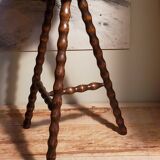 Stool high tripod solid wood turned vintage
