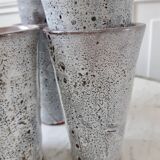 Lot de 5 verres en grès vintage gris émaillés années 70