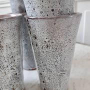 Lot de 5 verres en grès vintage gris émaillés années 70