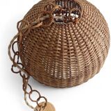 Rustic Wicker Pendant Lamp, Handcrafted in Spain, 40cm Diameter, 1970s