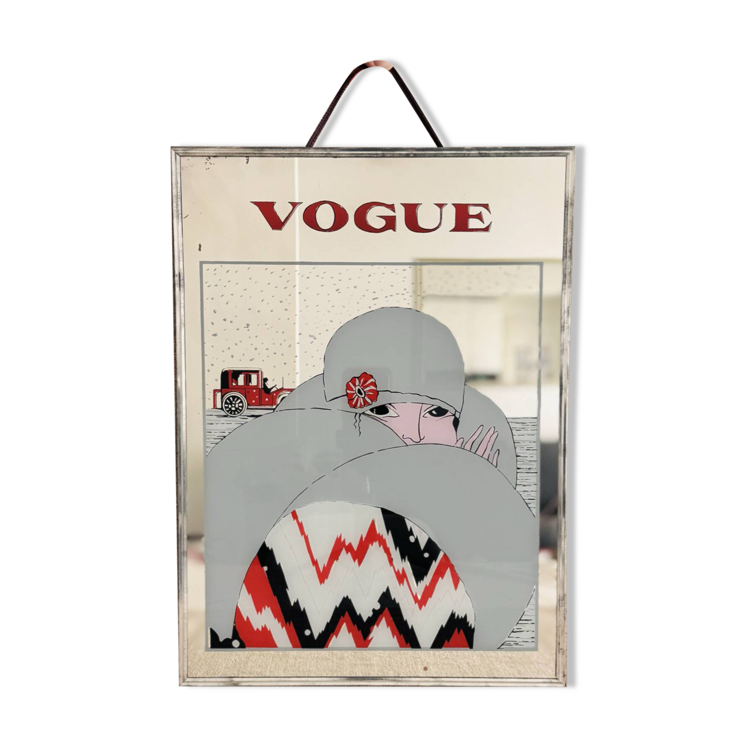 Silkscreen mirror Vogue cover from 1919, 60s 70s.