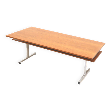 Grande table vintage en wengé, utilisable comme table à manger, table de conférence ou bureau, datant des années 1970.