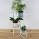 Porte plante en métal blanc et marbre