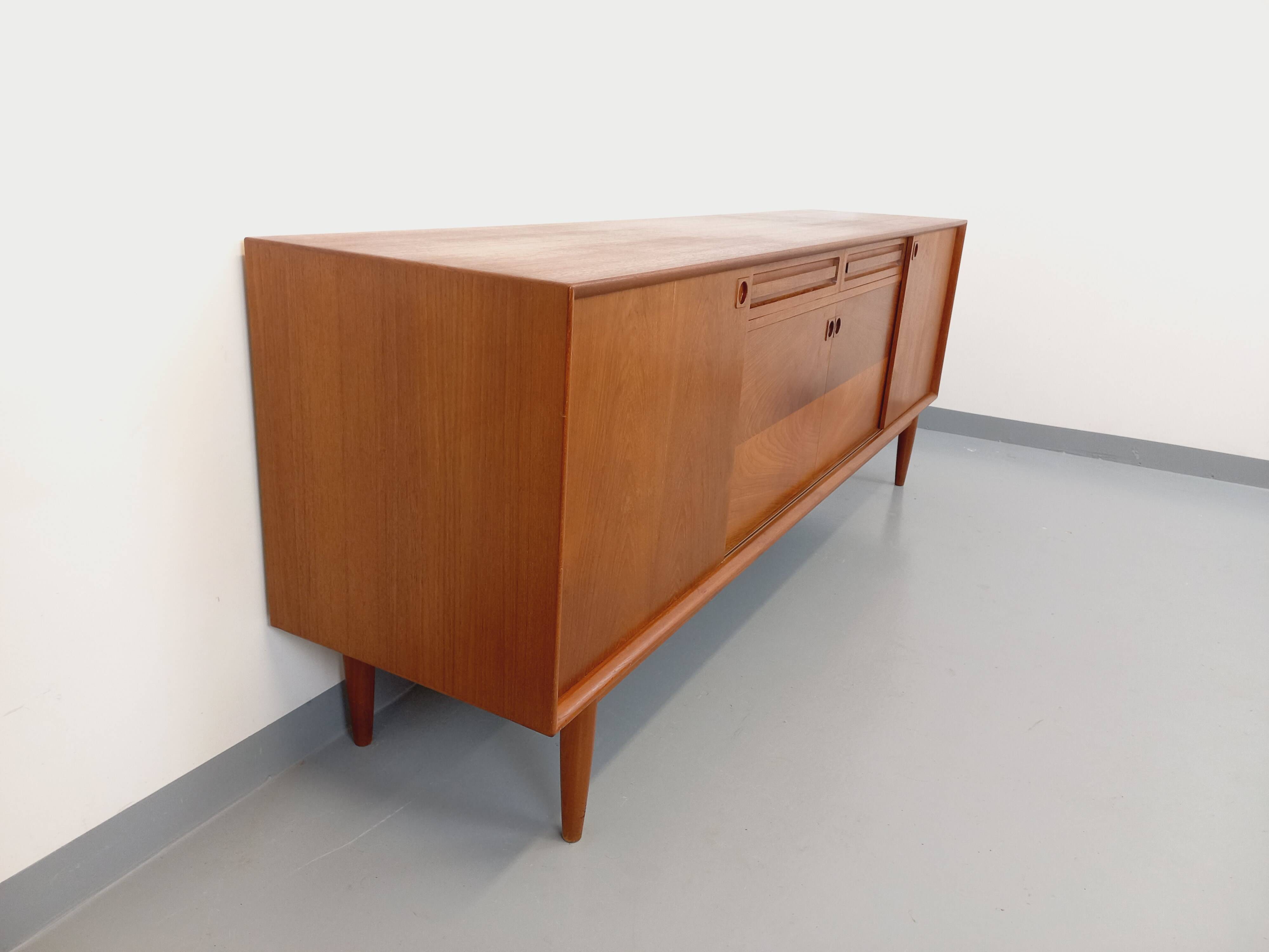 Vintage Scandinavian teak sideboard from the 60s by designer Edvard Valentinsen for Samcom