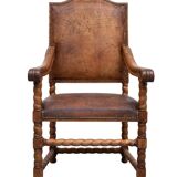 Dutch 19th Century Oak Baroque open Arm Chair