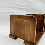 Old bookends in mahogany and modular brass