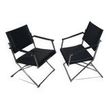 2 leather chrome folding chairs