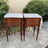 2 bedside tables in wood and marble