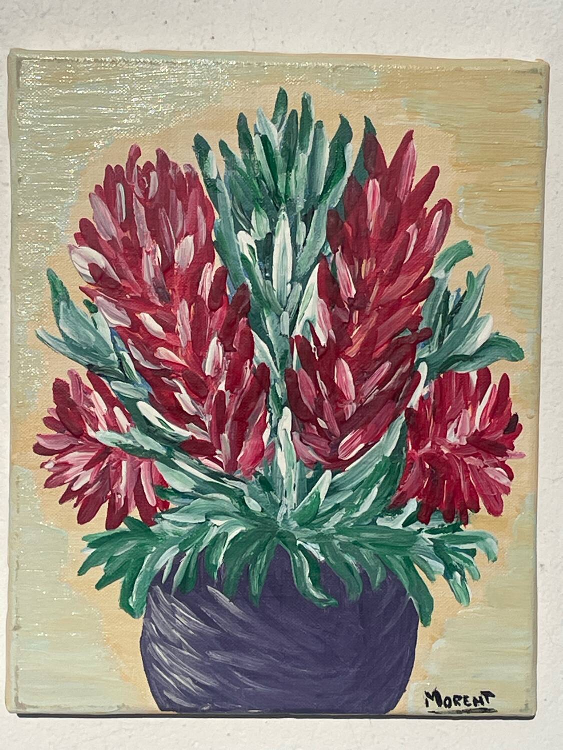 Tableau peinture bouquet de fleurs huile sur toile 