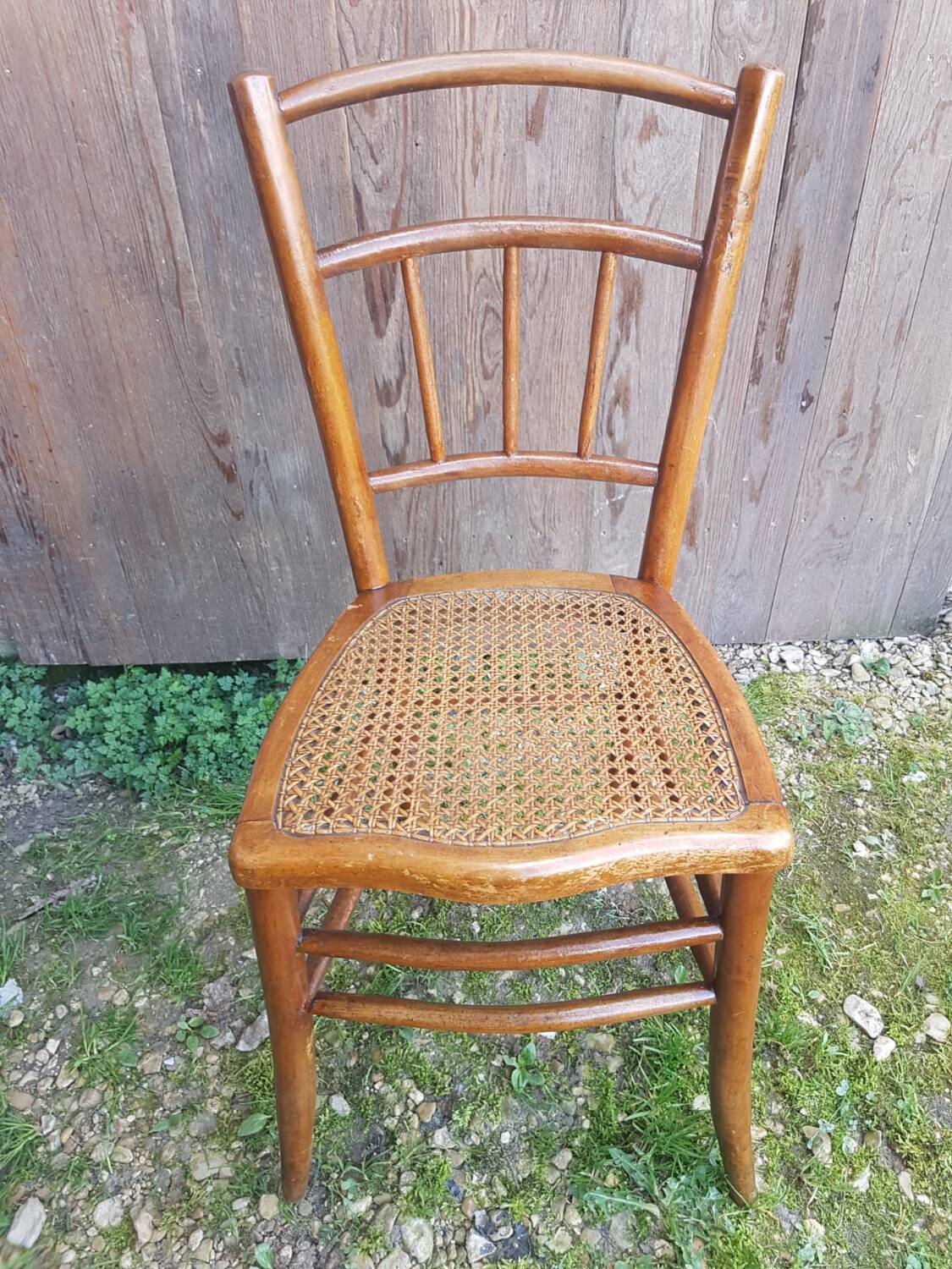 Old thonet style bistro chair turned wood + vintage cane seat