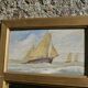 Mirror trumeau sailboat oil painting on wood